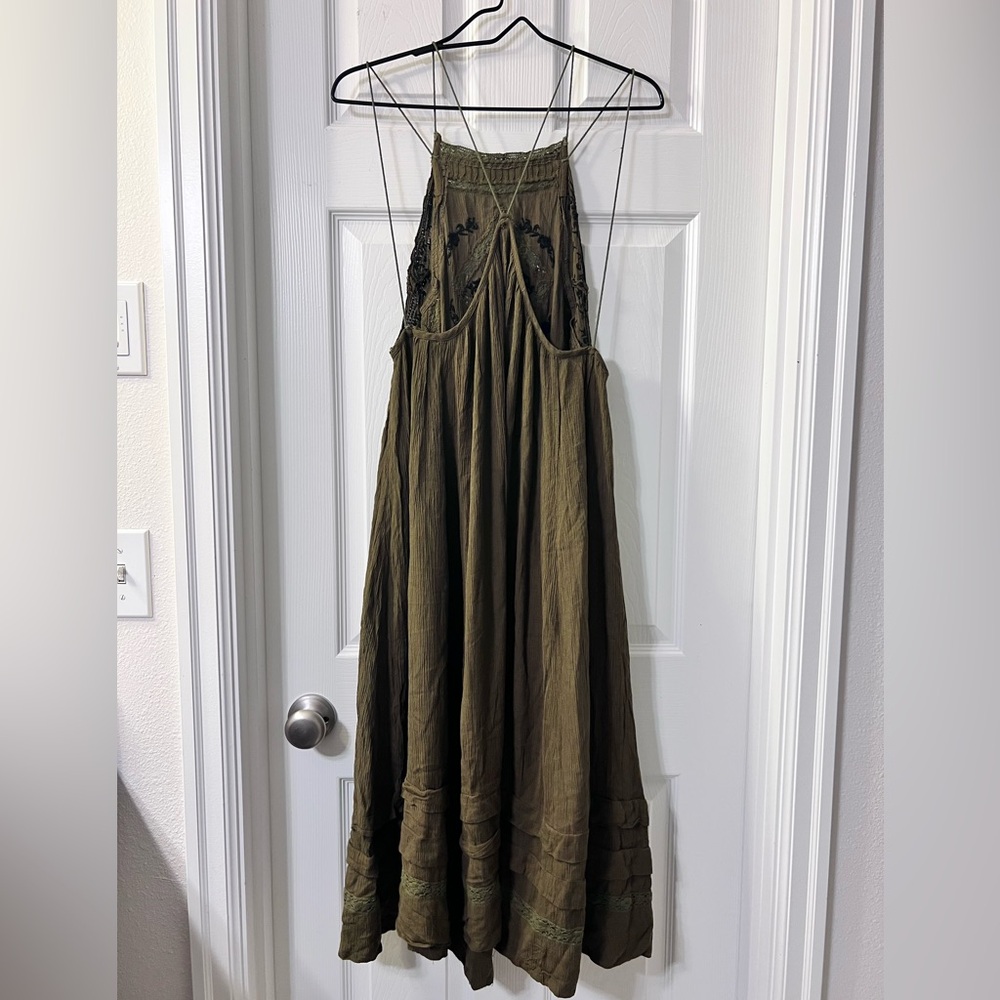⭐️Free People Green Diamonds In The Sky Midi Dress - Picture 8 of 10
